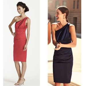 David’s Bridal 85106 Guava 1 Shoulder Satin Dress